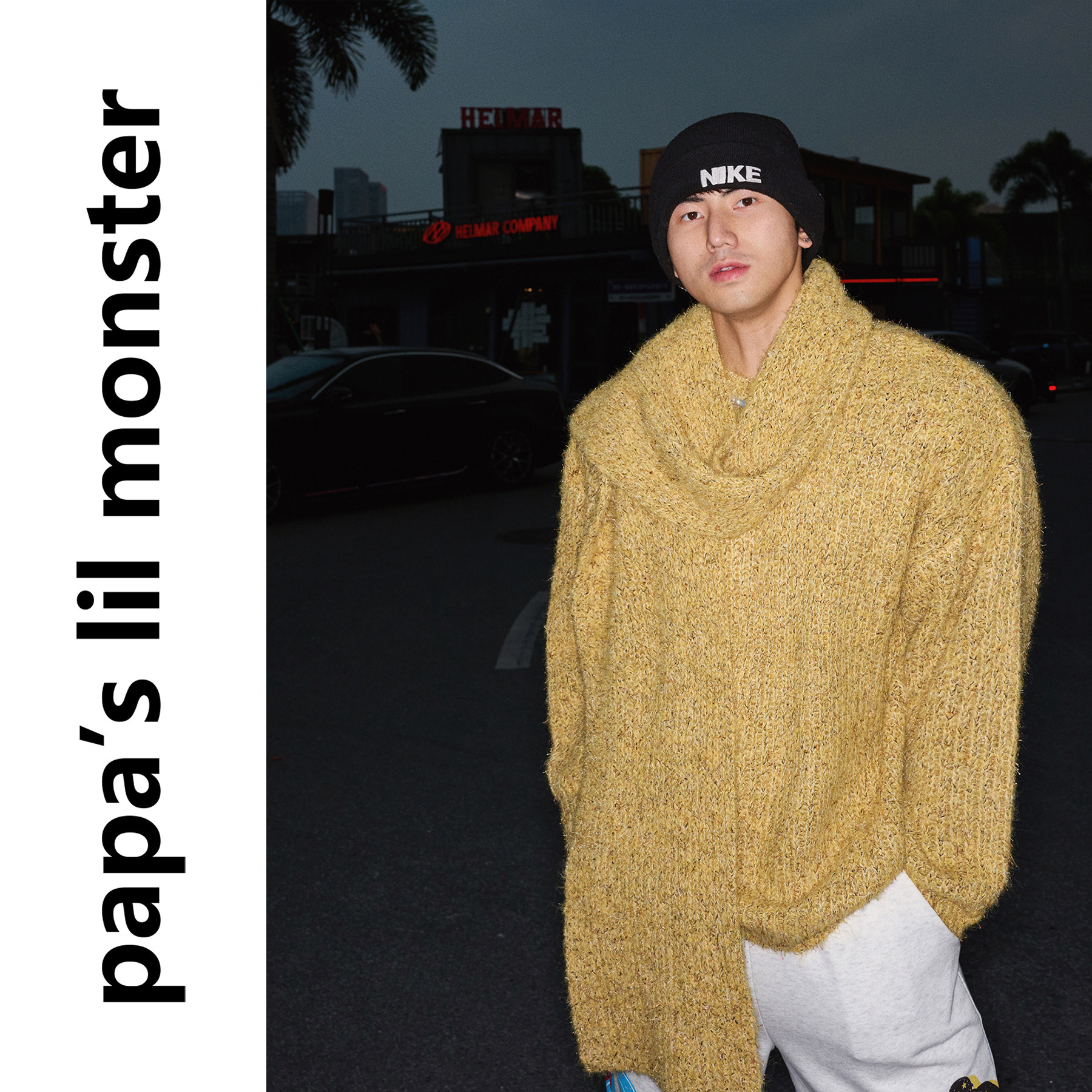 PAPASLILMONSTER 美式秋冬松弛氛围感休闲宽松圆领百搭针织毛衣男