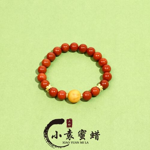 【小袁优荐】天然DIY南红8mm-老蜜蜡圆珠11mm手串多样性发其一