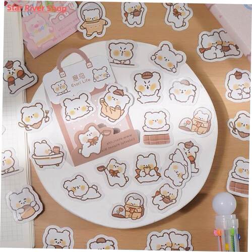 40 Pcs/lot Cute Kawaii Animal Paper Cat Box Stickers Calenda