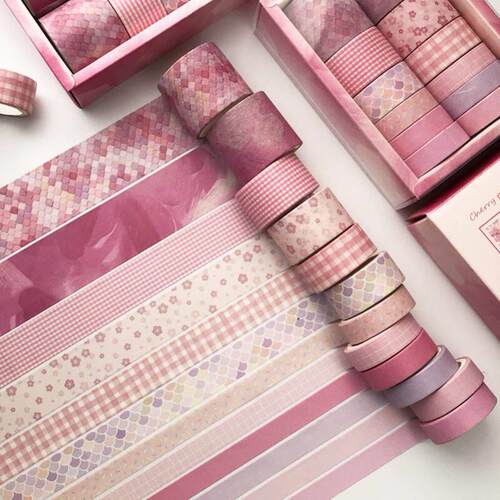 5Pcs/Set Grid Washi Tape Cute Decorative Adhesive Tape纸胶带