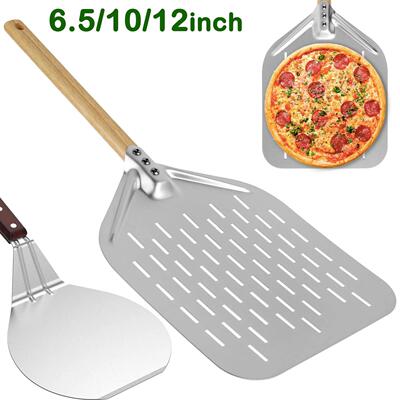 6.5/10/12inch Pizza Shovel Metal Non- Pizza Peel with Wood H