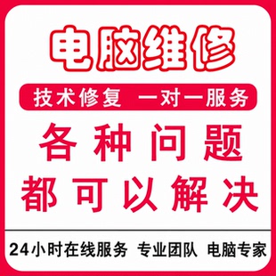 电脑维修远程修复解决网络声音游戏卡顿安装驱动黑屏蓝屏问题咨询