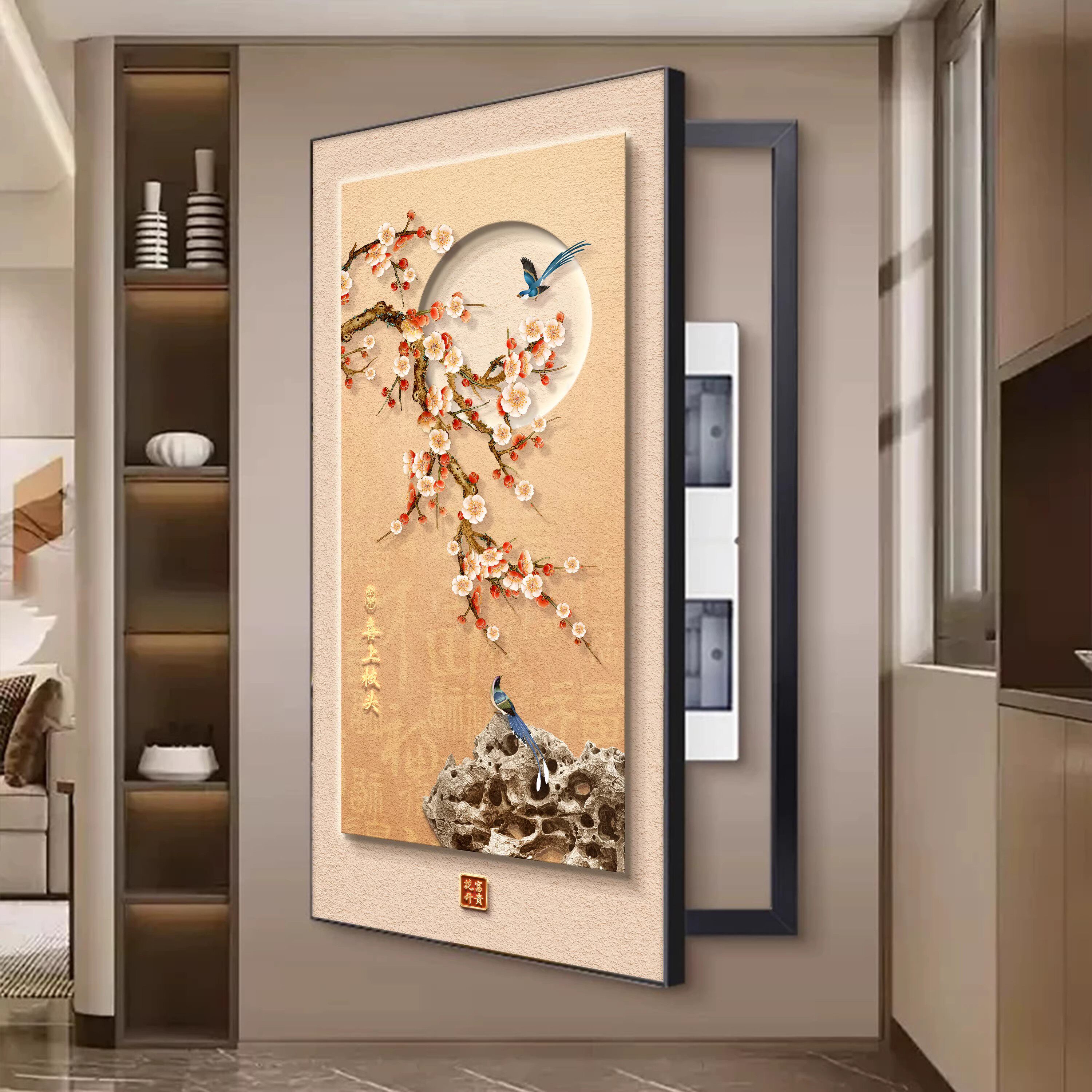 现代大尺寸电表箱入户玄关装饰画挂画壁画简约现代走廊过道双层