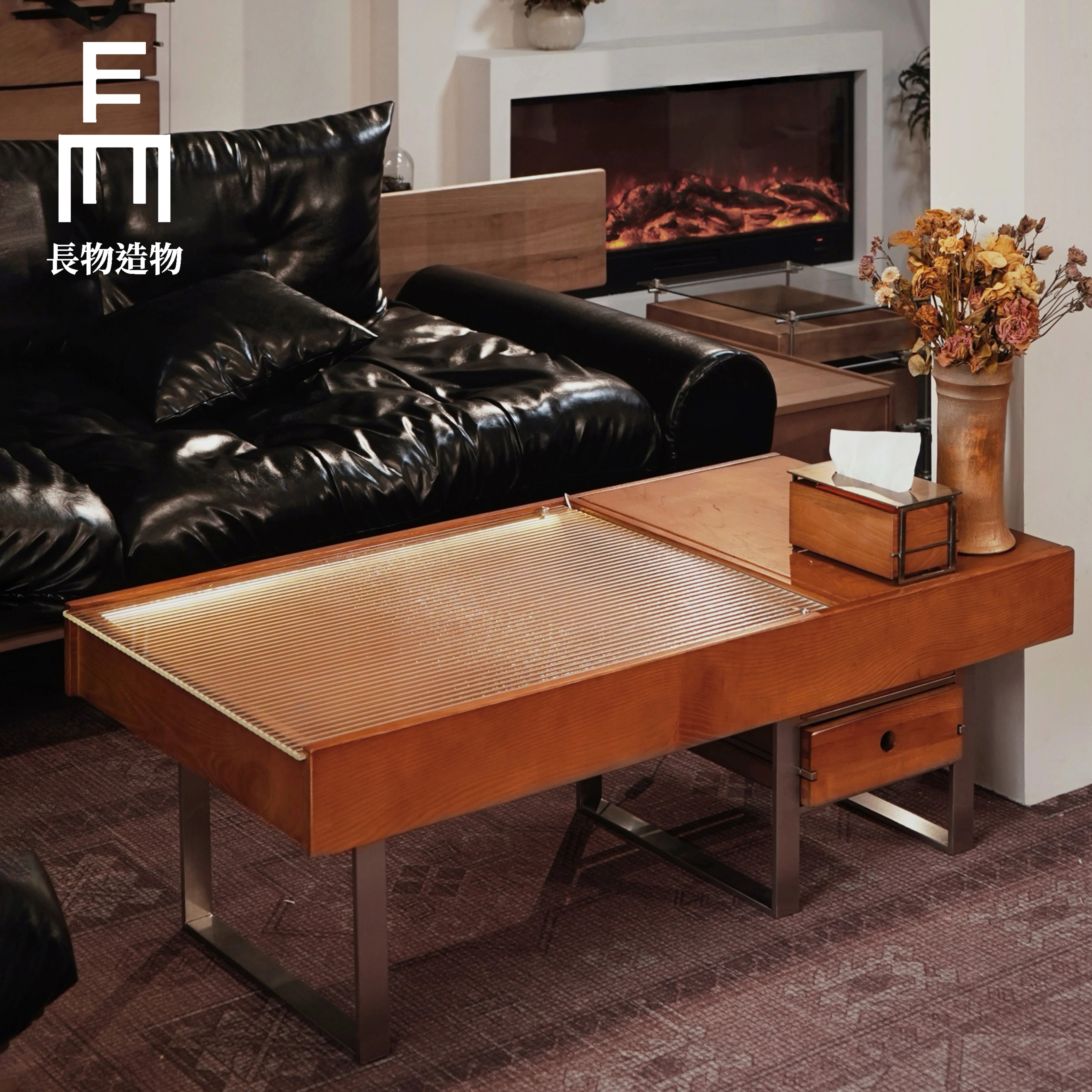 中古咖啡桌家用实木小茶几高级感