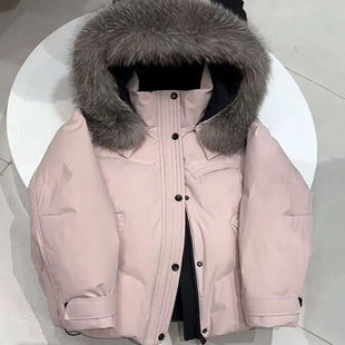 欧货小个子粉色连帽棉衣棉服女冬季新款高端休闲加厚保暖棉袄外套