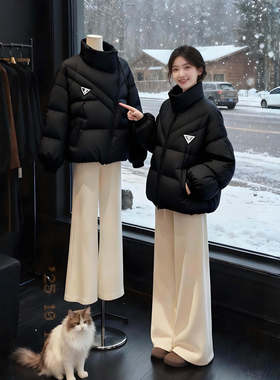 黑色立领短款棉服女2025新品冬季加厚保暖面包服外套小个子棉袄