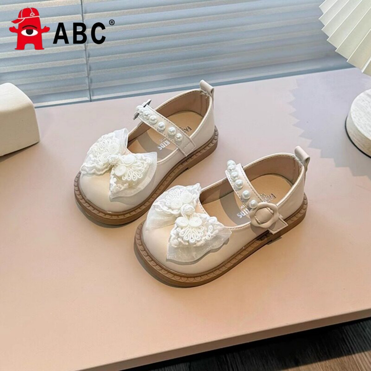 ABC女童小皮鞋蝴蝶结公主单鞋图片