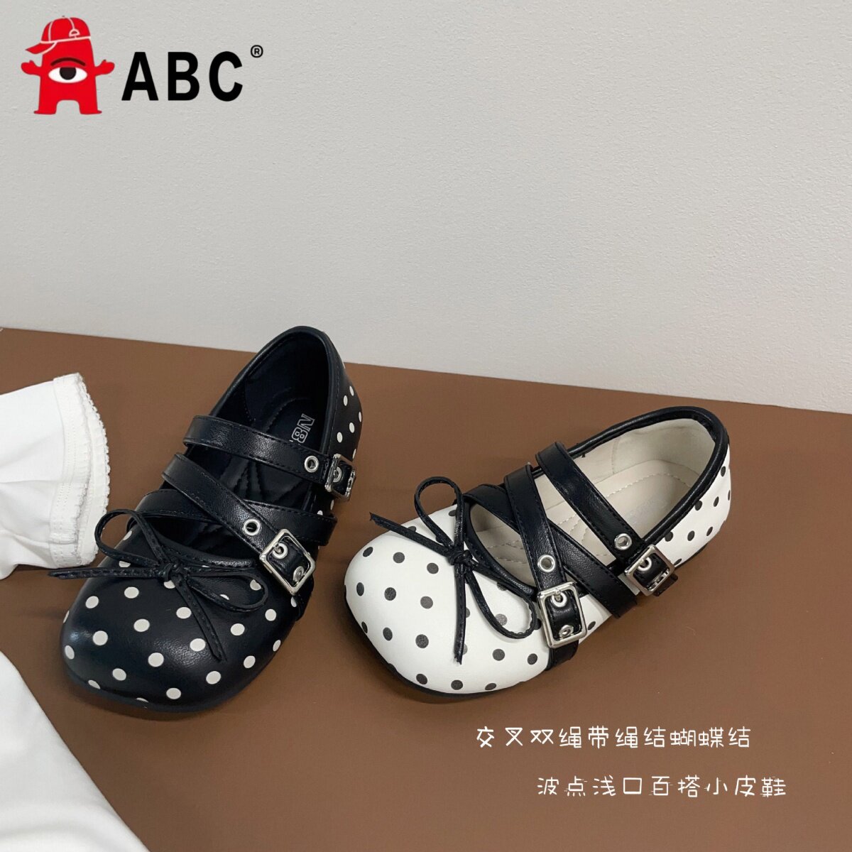 ABC女童蝴蝶结玛丽珍平底单鞋图片