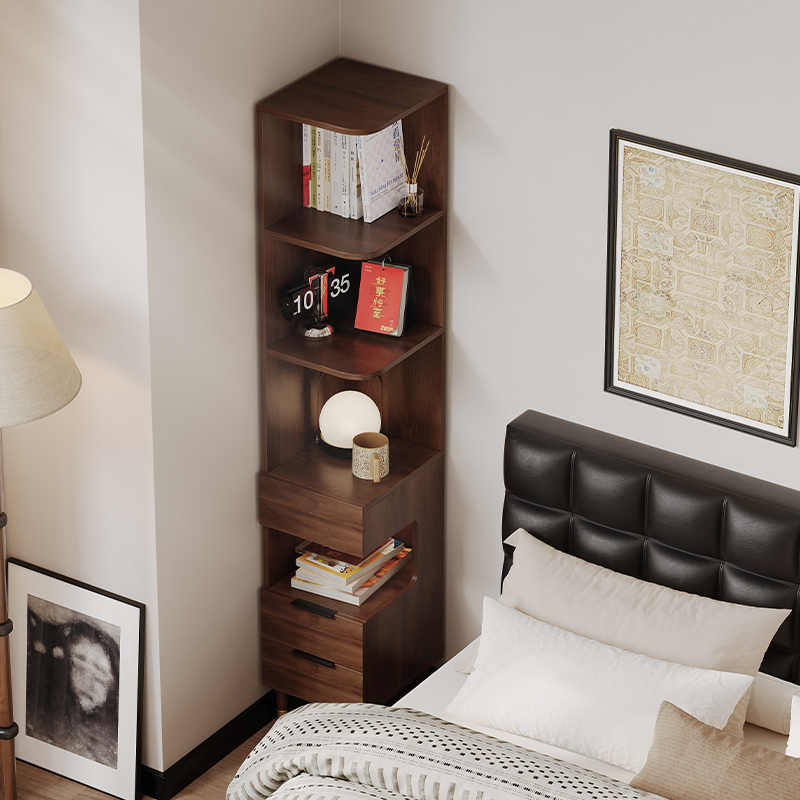 实木床发夹缝置物架超窄20公分窄边迷你小型极窄床头柜收纳柜一体