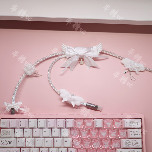 一拖二发光航插线单晶铜6063键盘