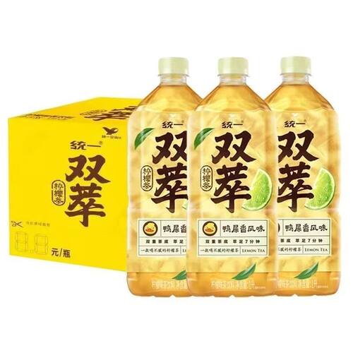 统一双萃柠檬茶饮料1L*8瓶装鸭屎香风味茶底 广东批发