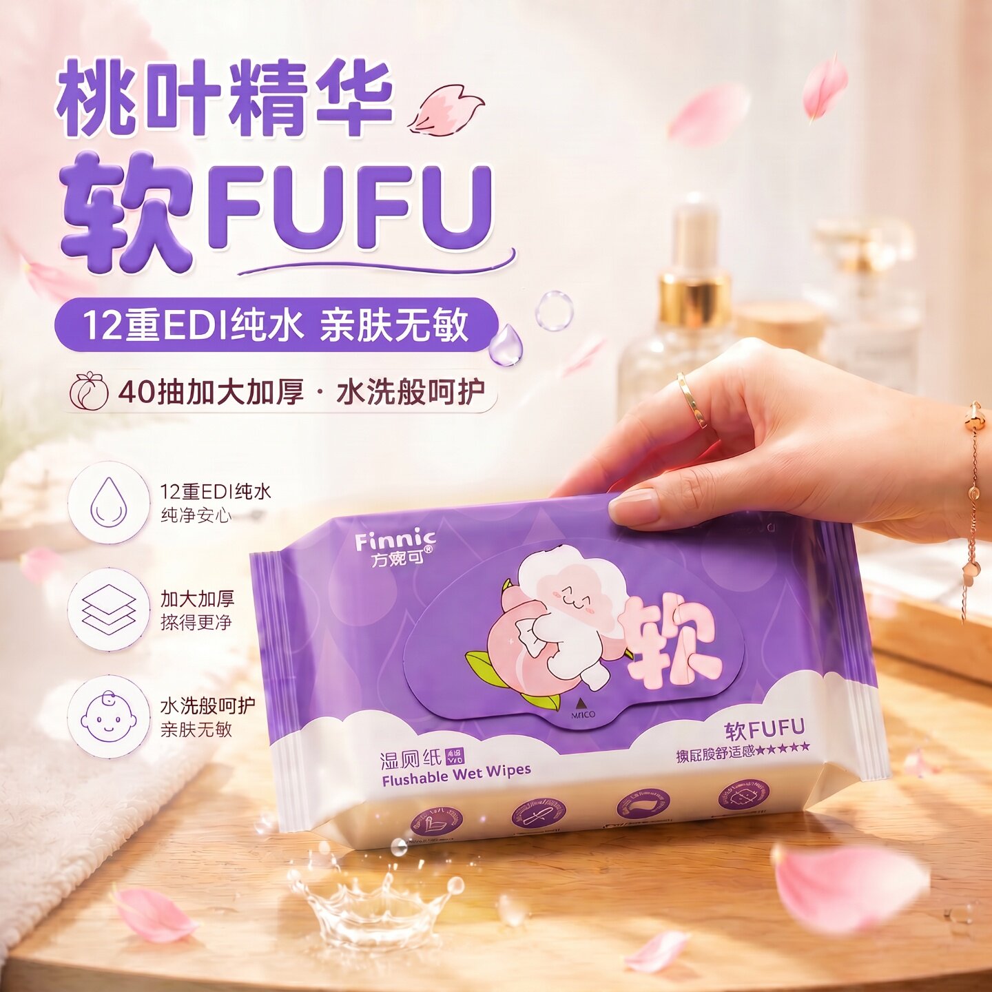 方妮可便携装湿厕纸小包装出门方便擦屁屁丢入马桶男女通用湿纸巾图片