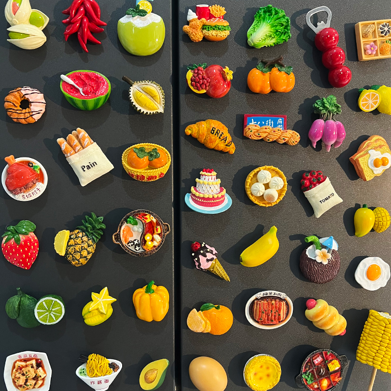 2024新款冰箱贴磁贴装饰个性创意磁性吸铁石立体文创特色水果美食