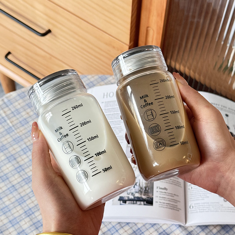玻璃杯2024新款女高颜值喝水杯牛奶杯豆浆咖啡杯果汁早餐刻度杯子