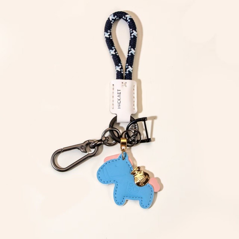 新款马上有钱男手工牛皮革钥匙扣