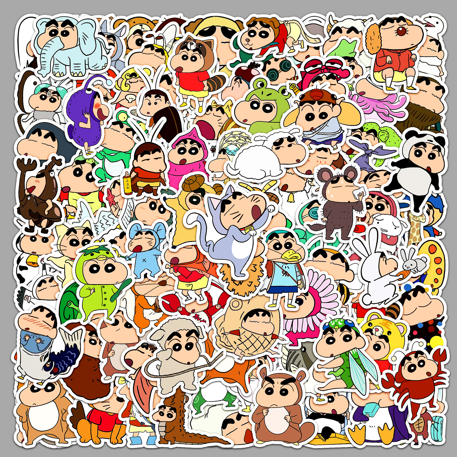 100张蜡笔小新换装贴纸经典动画可爱卡通图案装饰笔记本电脑贴画