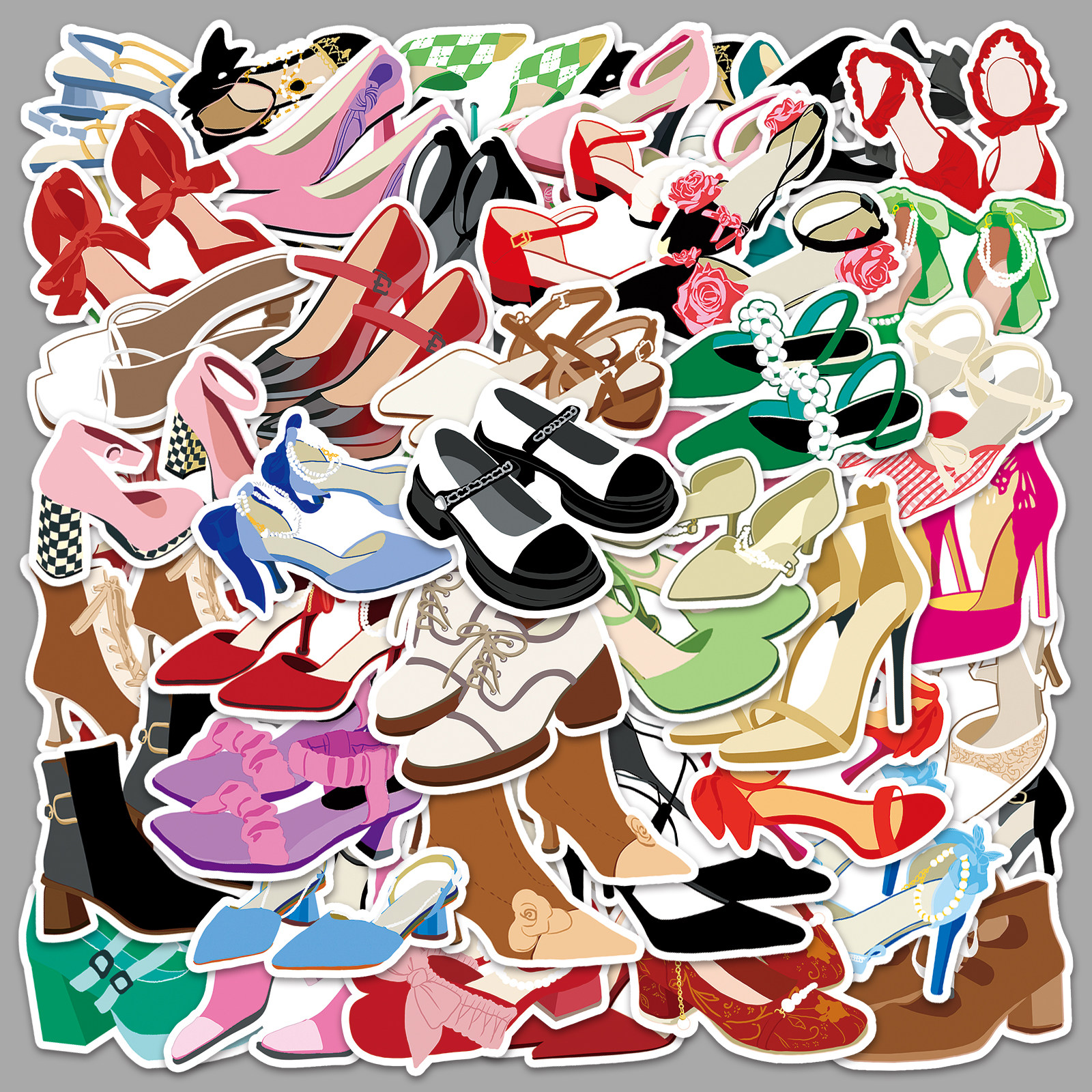 50张原创高跟鞋贴纸旅行箱手机笔记本装饰卡通小清新性感涂鸦贴画