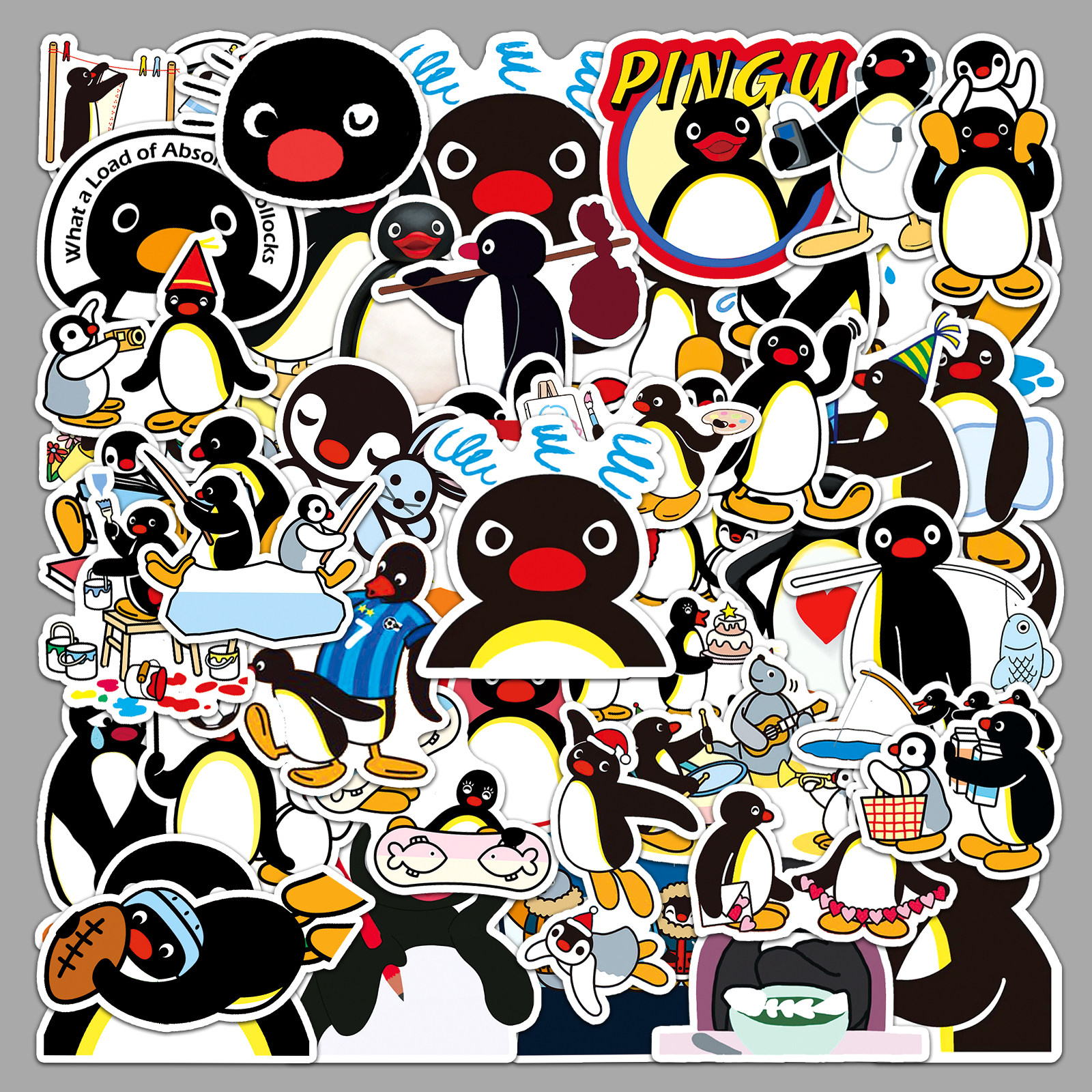 50张pingu小企鹅动画吉祥物卡通可爱防水手账素材手机壳桌面贴纸