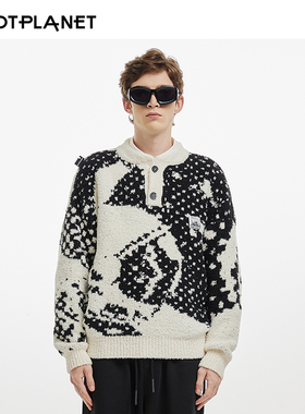 【明星同款】HOTPLANET毛衣男士秋冬季宽松慵懒风女生加厚针织衫