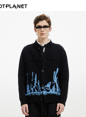 HOTPLANET毛衣男士2025新款秋冬黑色高级感长袖针织流苏开衫外套