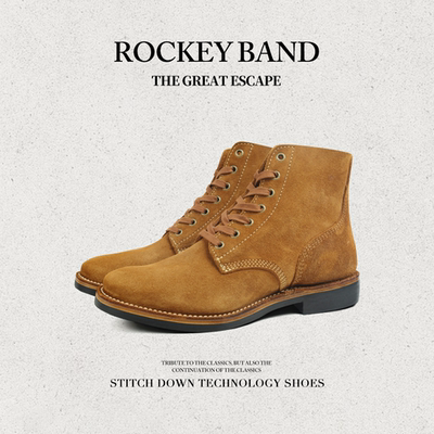 ROCKEYBAND复古浅棕外翻逃亡靴