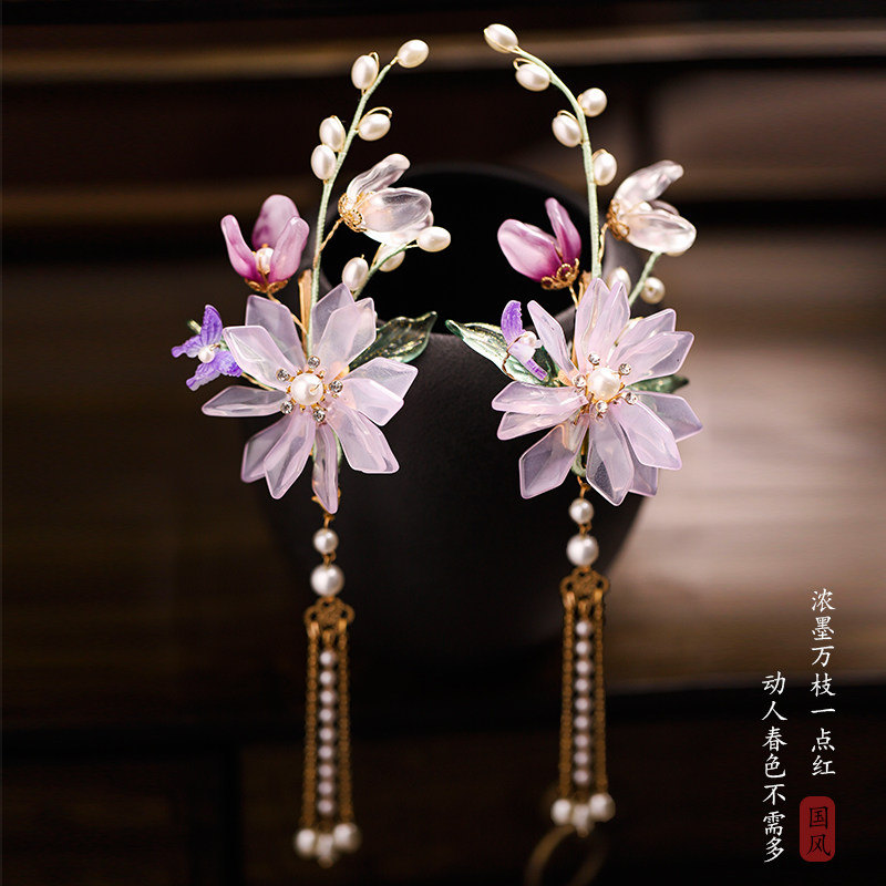 羽奢汉服头饰儿童发夹女童古风发饰古代发卡女孩流苏古装宝宝头花