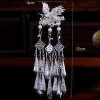 Phoenix Little Pearl Miao Ethnic Silver Hair Accessory Hairpin, Step shaking Miao Ethnic Style Ancient Style headwear tassel set thumbnail 2