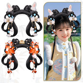 古装 儿童新年节日汉服红色发饰配饰甜美发夹日常派对发髻头饰组合