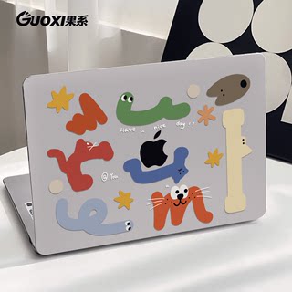 GUOXI生气猫咪透彩壳适用苹果macbookpro保护壳2023新款14寸macbook套air13笔记本mac电脑轻薄13寸透明保护套