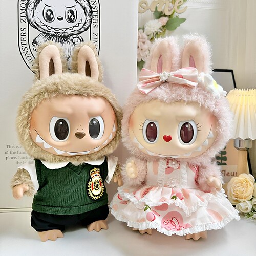 38cm拉布布娃衣服着替毛绒Labubu
