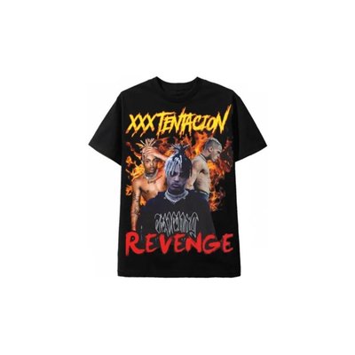 Revenge x XXXTentacion字母人物印花圆领短袖T恤 黑色