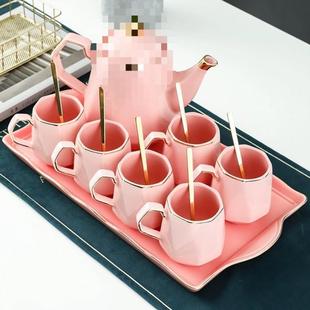 茶杯家用轻奢水杯茶壶花陶瓷水具杯具客厅礼品 北欧泡茶具杯子套装