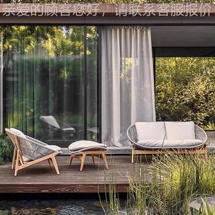 北欧别户沙发222墅庭院花园外户外家具阳台防水沙防晒柚木藤编发