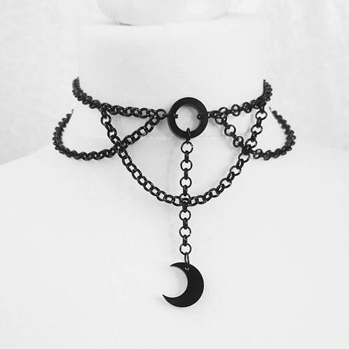 Moon Gothic Cha O Ring Choker gothic choker, moon necklace,