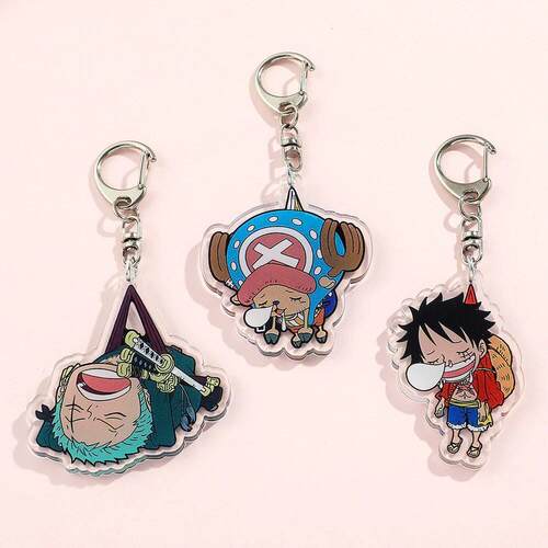 Anime ONE PIECE Keychain Cartoon Figure Monkey D Luffy Roron