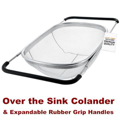 Over Sink Colander Strainer Basket Drain Rinse Vegetables