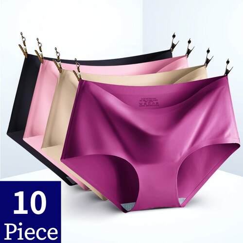10PCS/Set Women's Panties Solid Seamless Underwear Plus