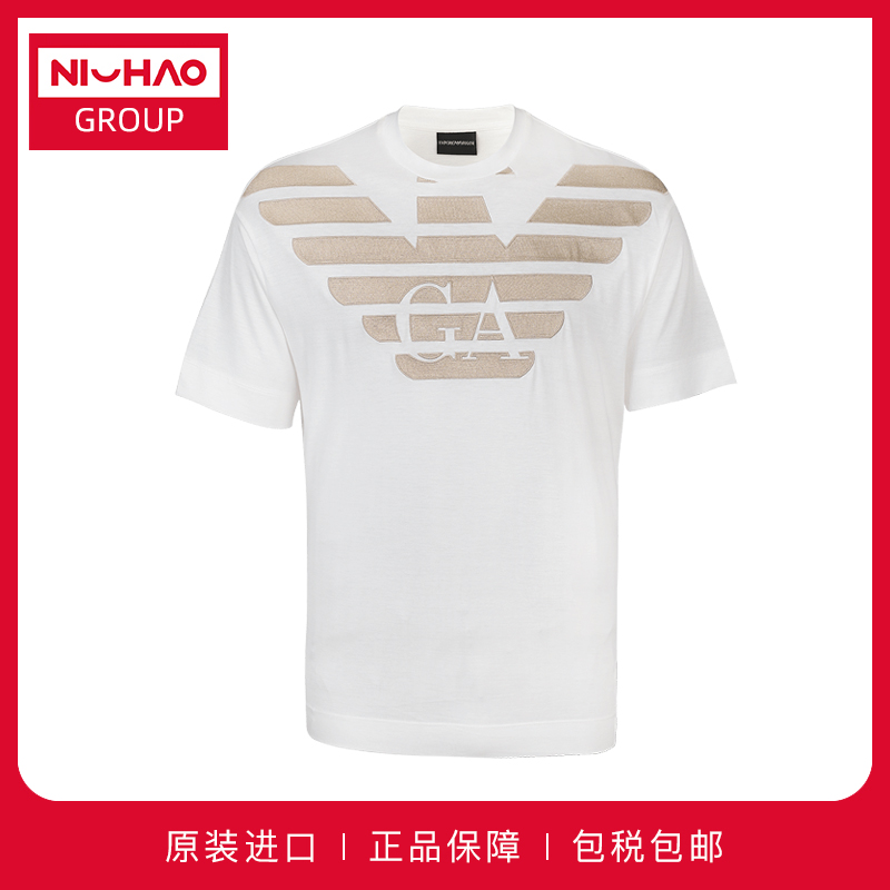 Armani/阿玛尼时尚刺绣短袖T恤男