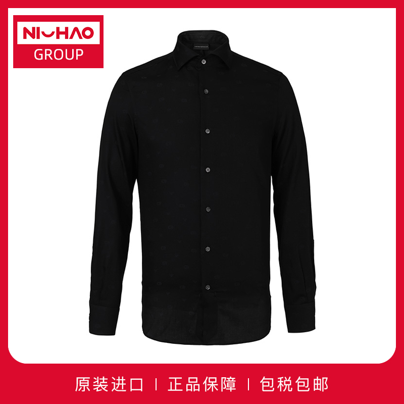 Armani/阿玛尼男装欧美简约纯棉衬衫商务休闲气质修身长袖衬衣男