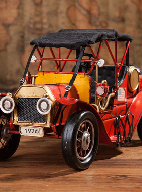 速发美式复古 铁皮具老爷车模铁 创意道 汽车模型手工型艺摆件