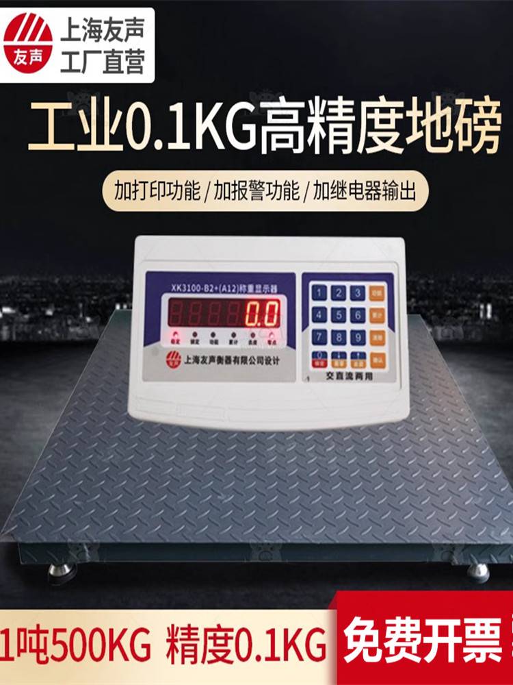 上海友声电子地磅秤1吨0.1kg地磅称500kg0.1kg高精度工业地磅称
