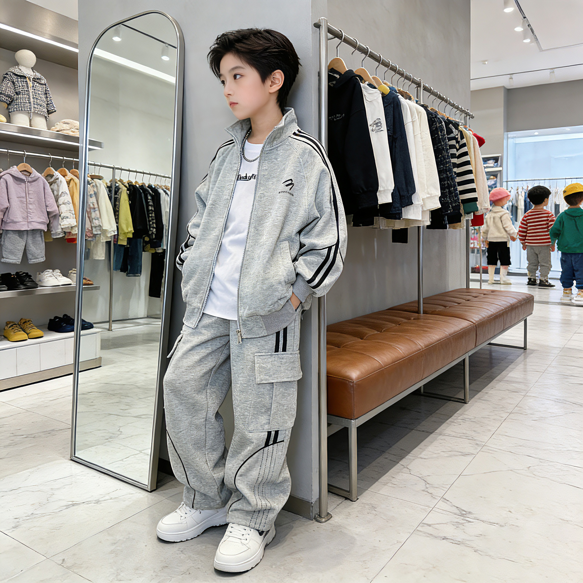 男大童春秋运动套装2026春季新款拉链外套长裤两件套休闲装儿童装