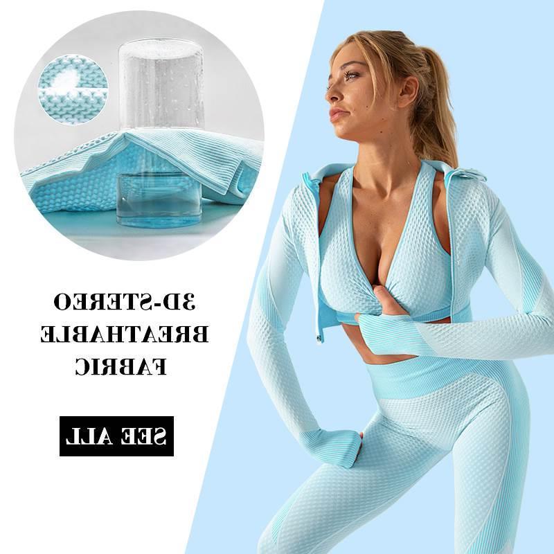 2/3PCS Seamless Women Yoga Set Workout Sportswear Gym Clothi