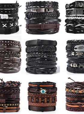 Cross-border leather multi-layer bracelet for men男士手錬