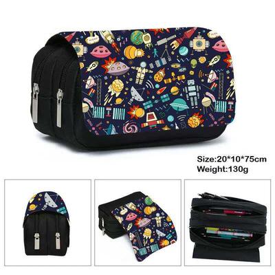astronaut canvas pencil case double zipper pencil bag school