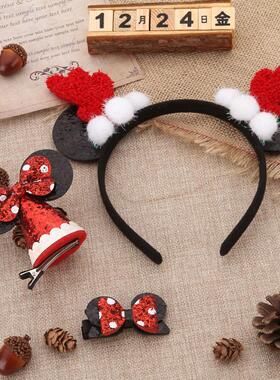 Christmas Mickey headband Hairpin bow hair fastening