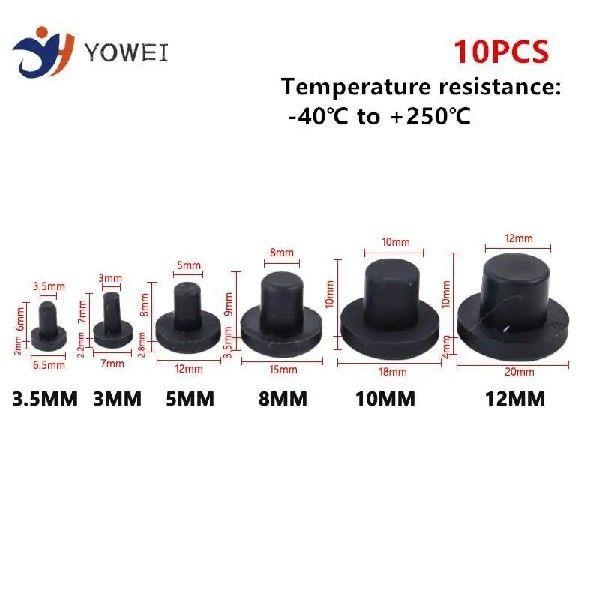 10pcs Silicone Rubber Hole Caps 3~12mm High Temperature