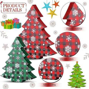 Checkered pendant bow tie handicrafts Christmas Wooden tree