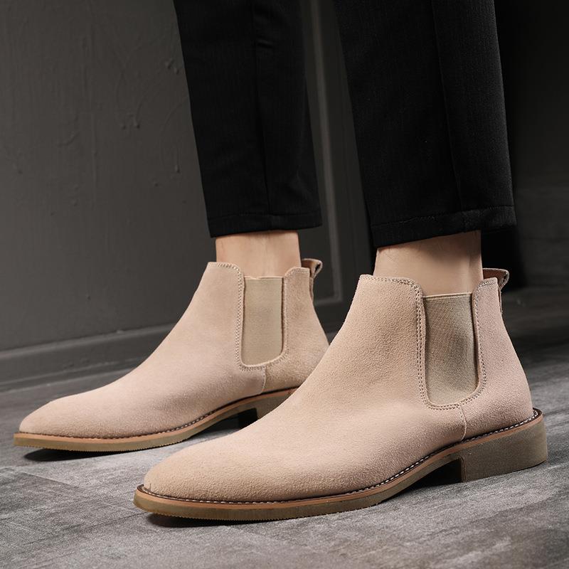 真皮切尔西靴男Martin Chelsea Boots For Men Winter Warm Shoes