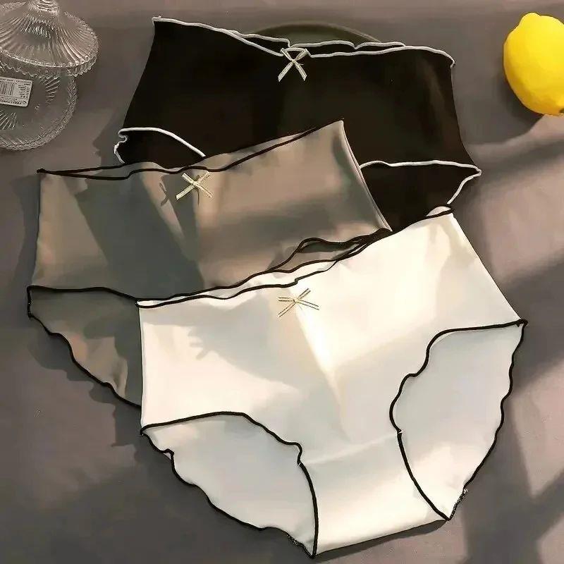 3pcs/Pack Women's Antibacterial Ice Silk Seamless Triangle U